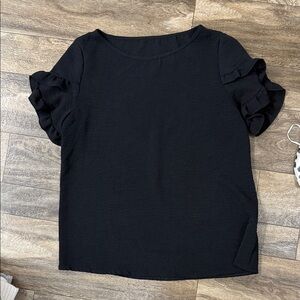 SHEIN Black Ruffle Sleeve Blouse